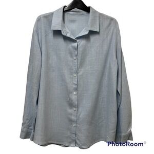 New Feminine Blue Linen Like Blouse